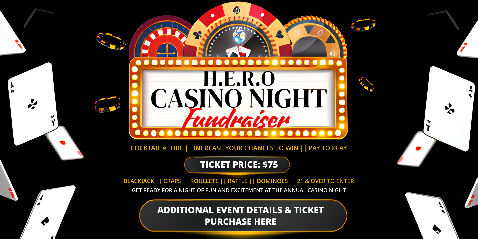 H.E.R.O Casino Night Fundraiser flyer